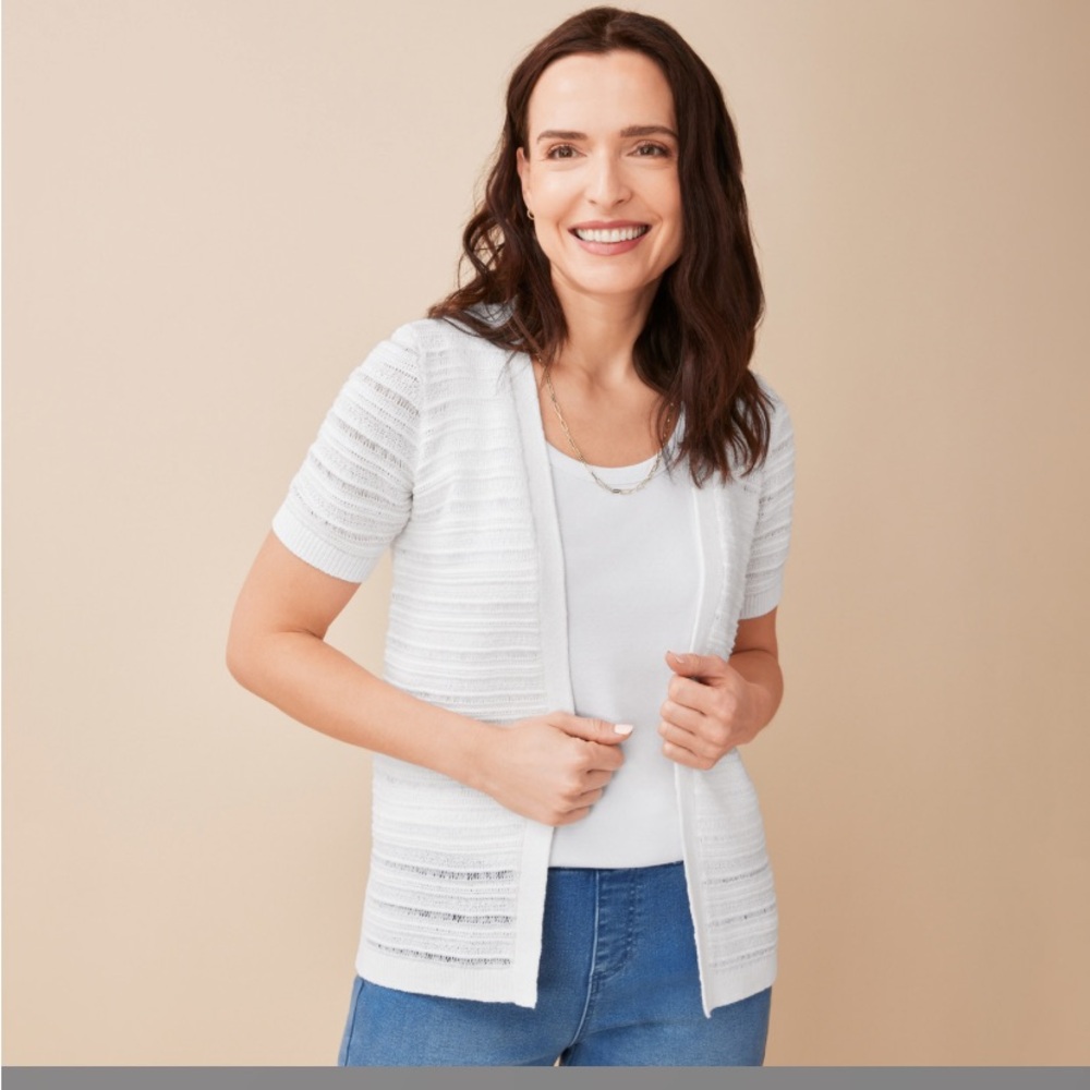 Women’s Northern Reflections Multi Texture Cardigan in white